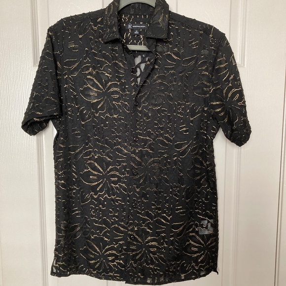 INC International Concepts Tops - Black and gold sheer top